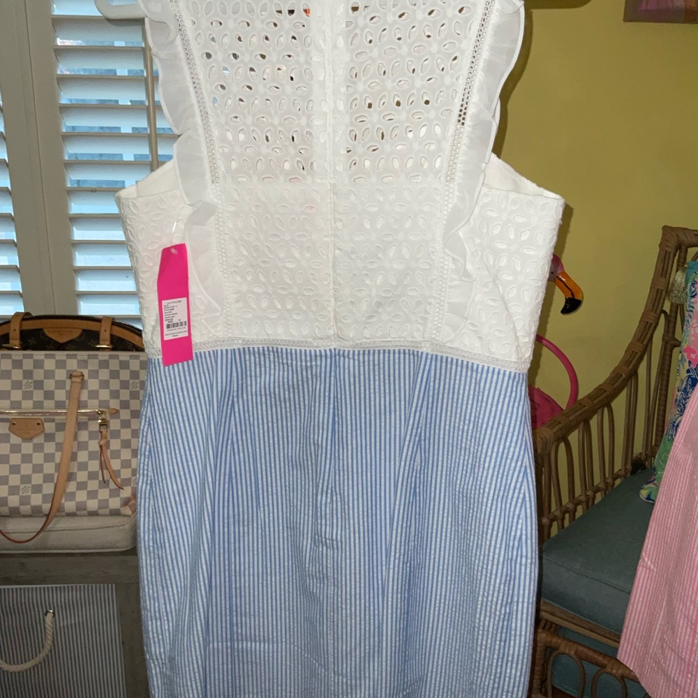 Lilly Pulitzer White and Blue Dress NWOT! - Picture 8 of 16